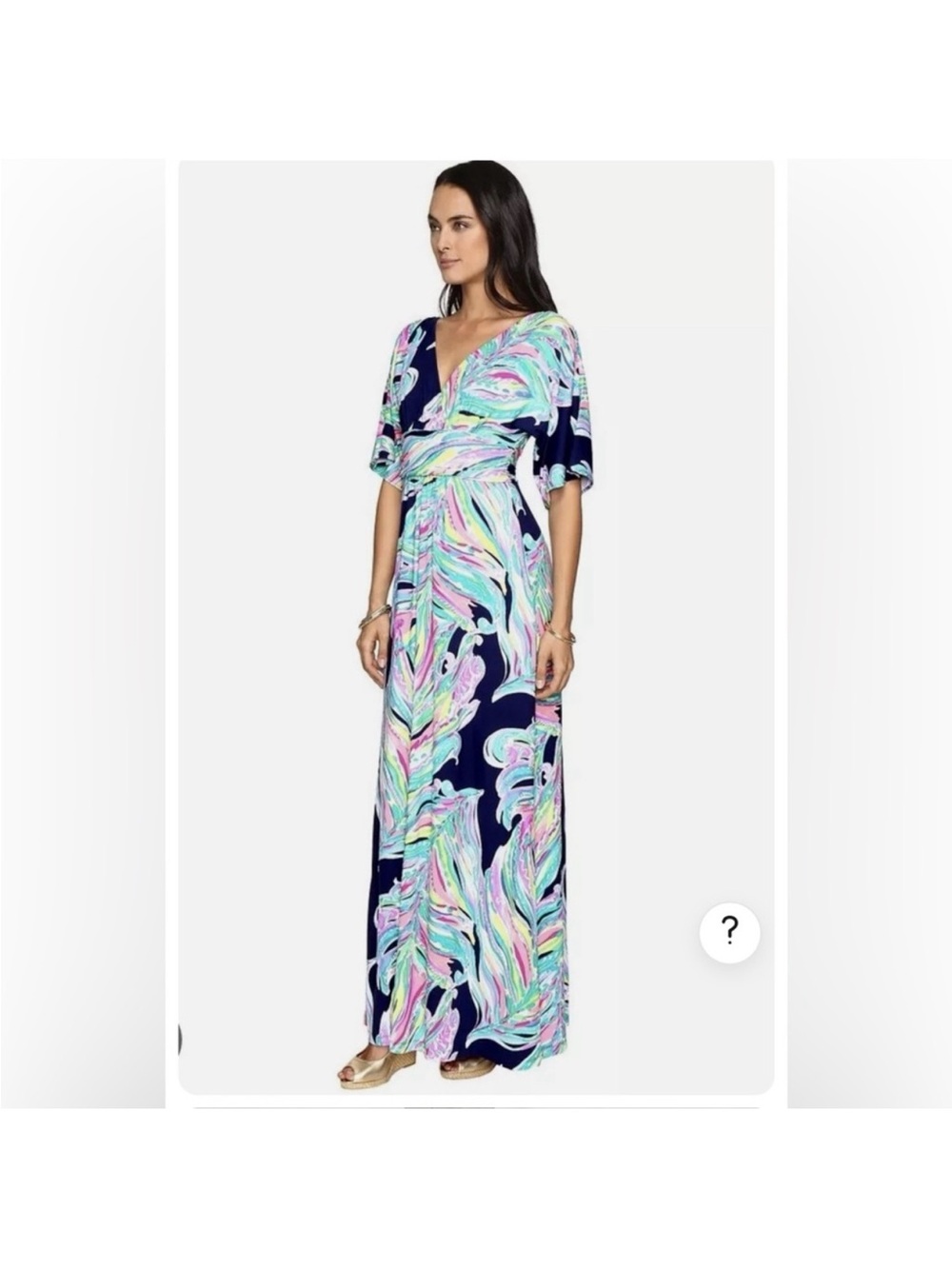 Lilly Pulitzer Navy Multicolor Wrap Maxi Dress